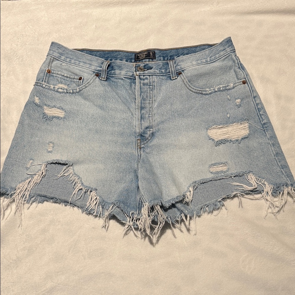 Abercrombie & Fitch Frayed Light Blue Jean Shorts